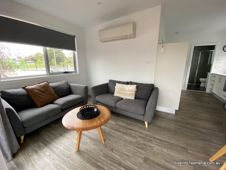 NRMA St Helens Waterfront Holiday Park living area in park cabin