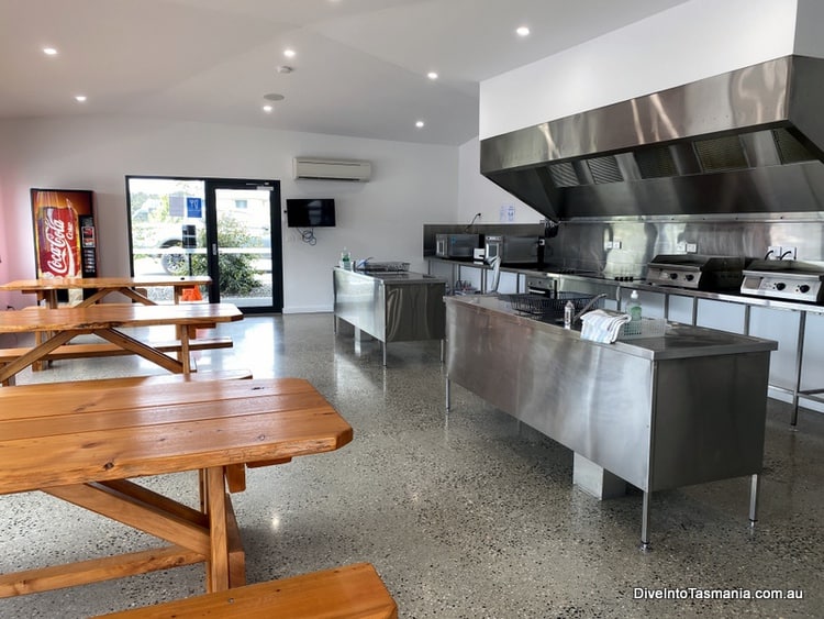 NRMA St Helens Waterfront Holiday Park inside the camp kitchen