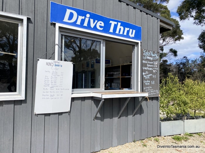 Bruny Island oysters drive thru window