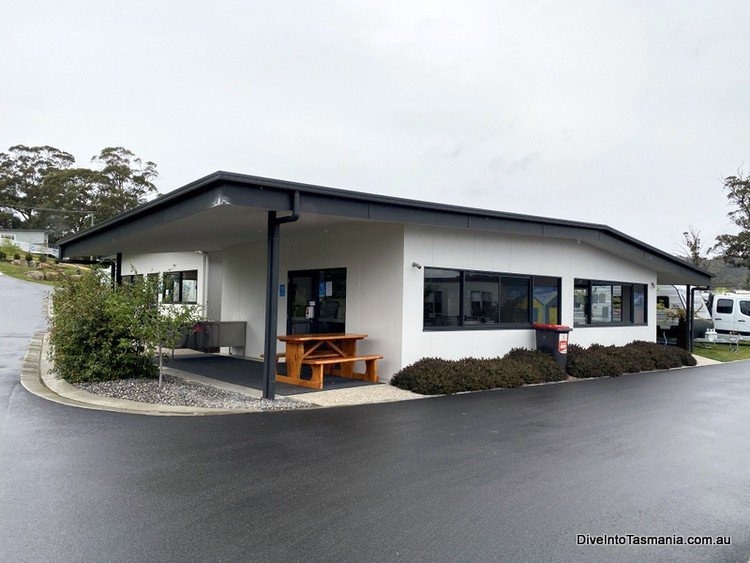 NRMA St Helens Waterfront Holiday Park camp kitchen and recreation room